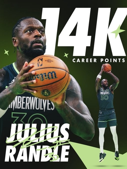 小小里程碑！森林狼官方晒图：兰德尔生涯总得分突破14000